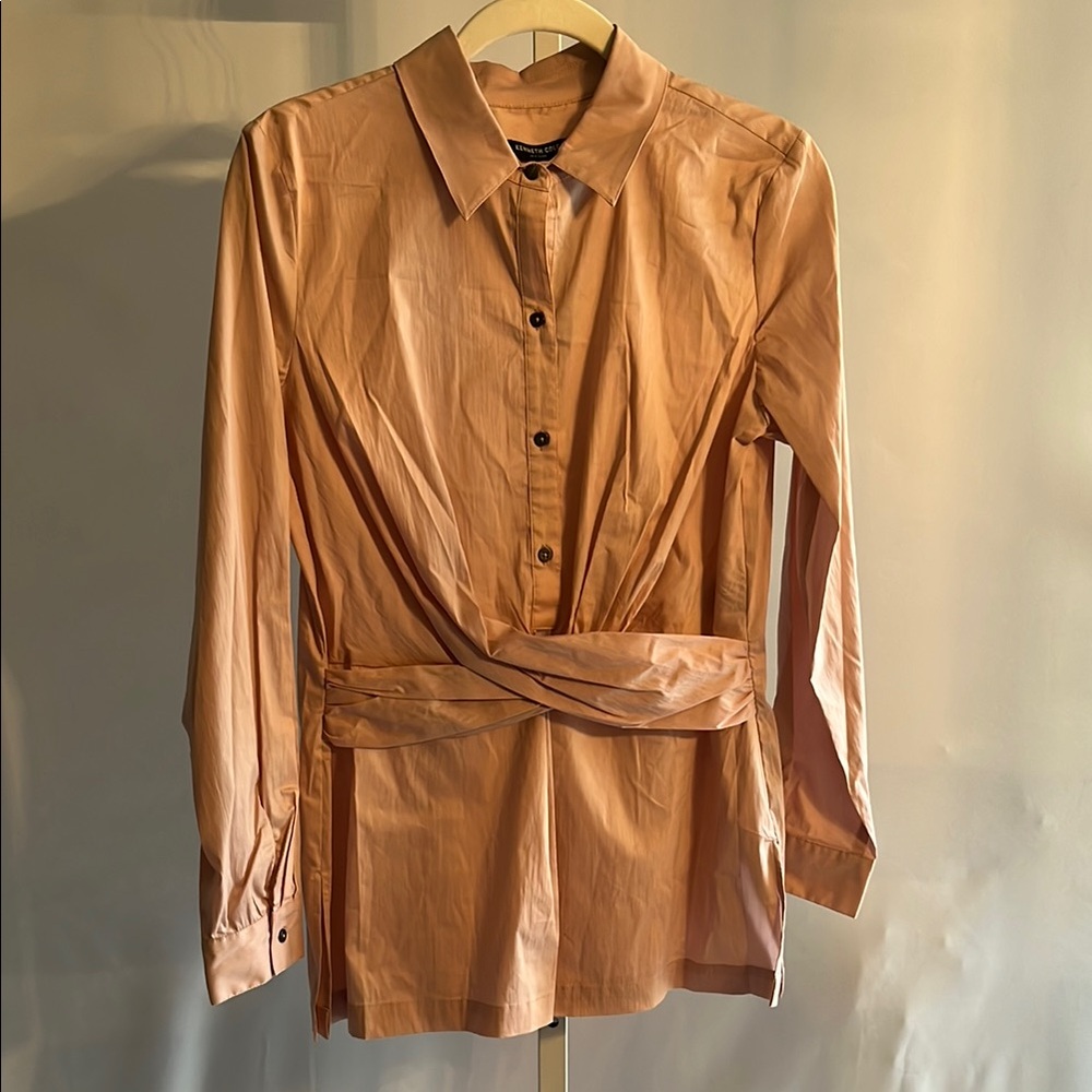 Kenneth Cole Chic Tan Button-Up Blouse